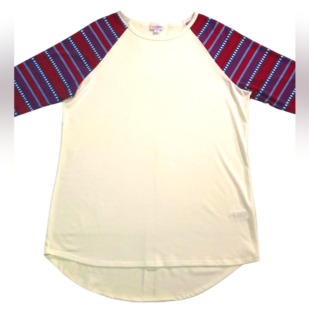 LaLa Roe XL cream base & pattern 3/4 sleeves tunic/top NWT